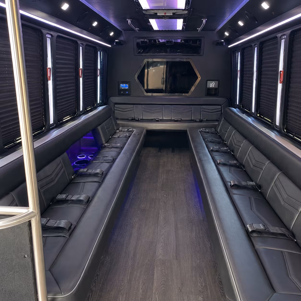 medford 18 passenger party bus interior