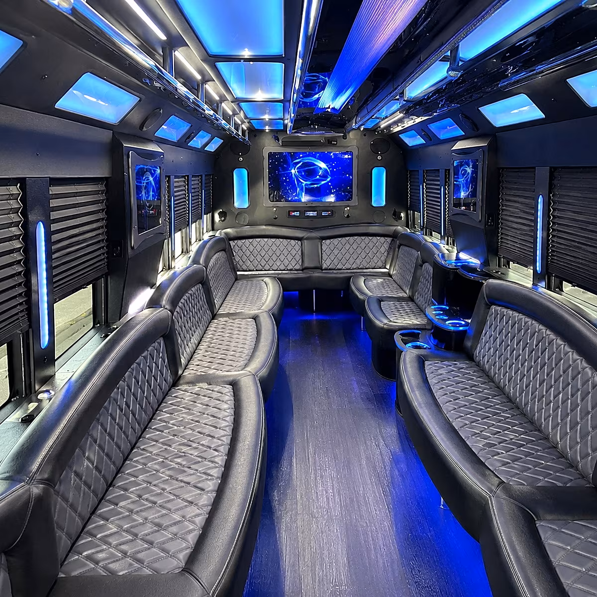 medford 50 passenger party bus interior